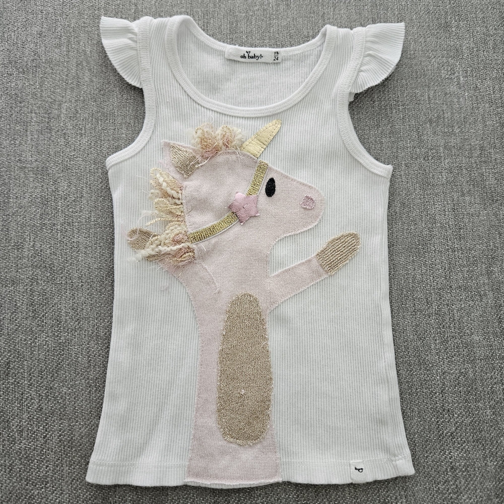 Oh Baby! Unicorn Ruffle Sleeve Tank Top 18/24 Months
